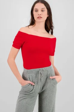 Shasa Seamless Bare Shoulder Plain Bodysuit
