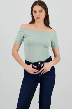 Shasa Seamless Bare Shoulder Plain Bodysuit