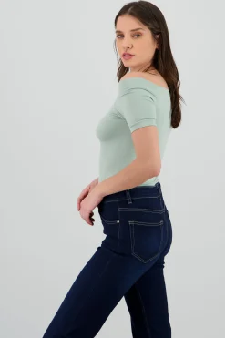 Shasa Seamless Bare Shoulder Plain Bodysuit