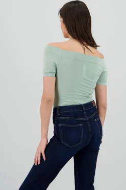 Shasa Seamless Bare Shoulder Plain Bodysuit