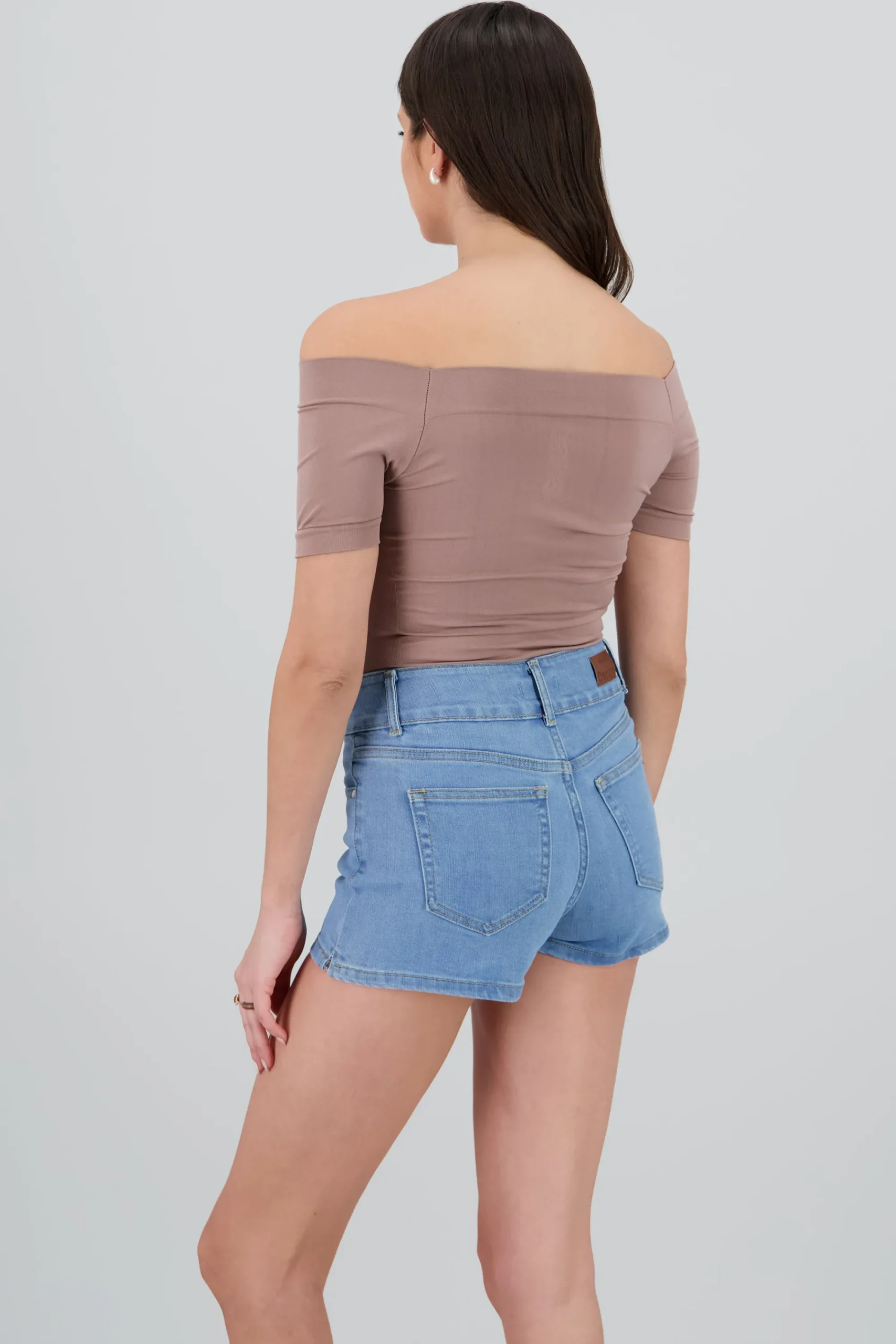 Shasa Seamless Bare Shoulder Plain Bodysuit