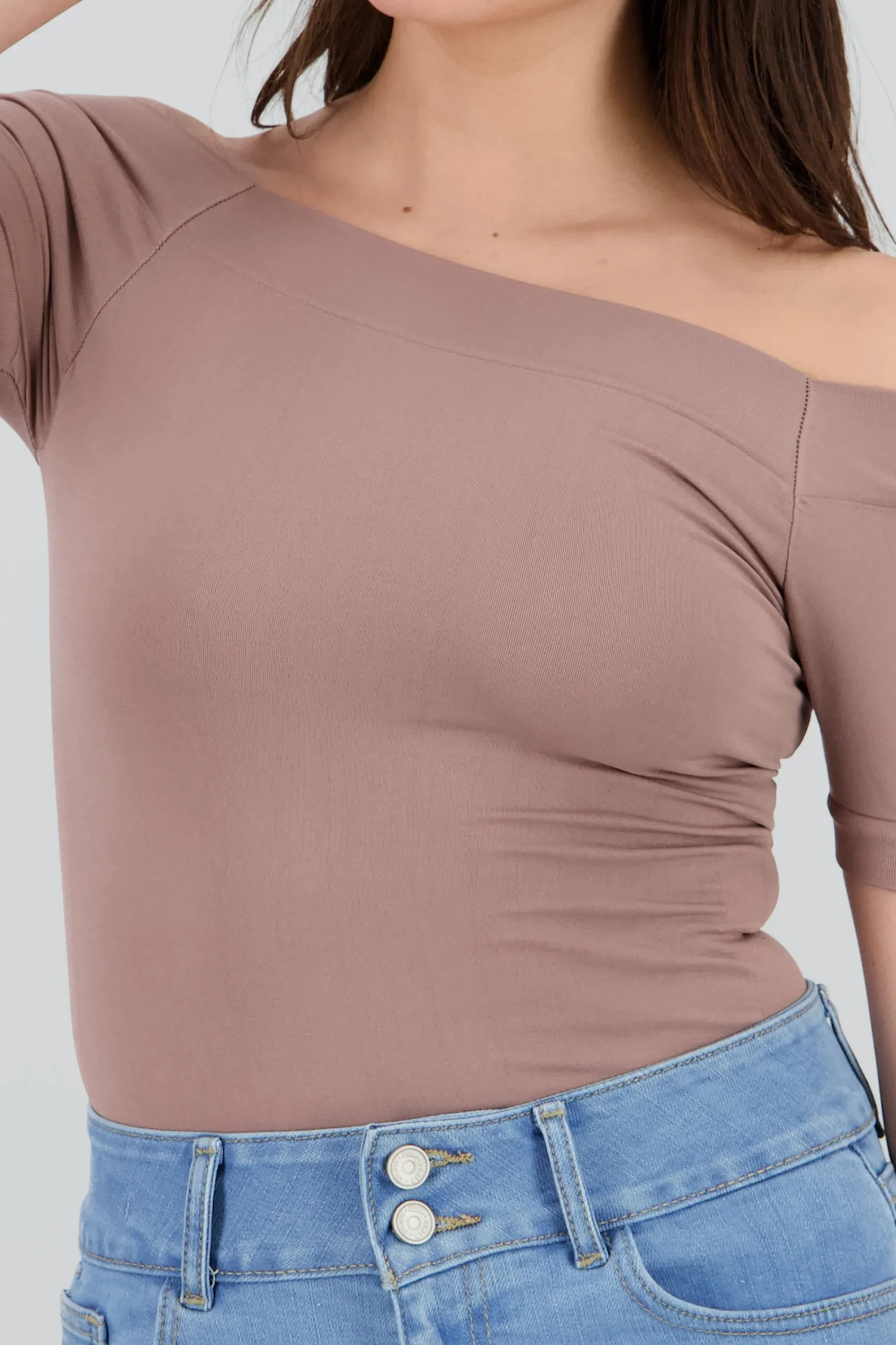 Shasa Seamless Bare Shoulder Plain Bodysuit