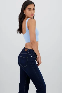 Shasa Seamless Ribbed Top with Low Back Detail