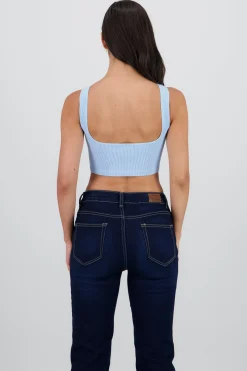 Shasa Seamless Ribbed Top with Low Back Detail