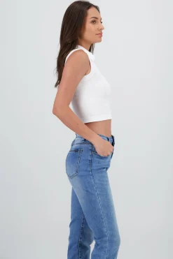 Shasa Seamless Sleeveless Polo Neck Top