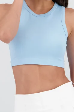 Shasa Seamless Solid Halter Crop Top