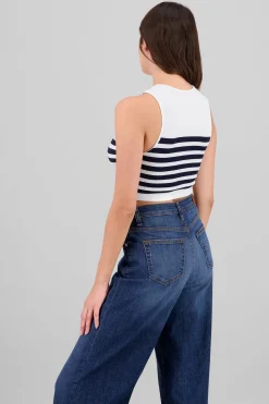 Shasa Seamless Striped Round Neck Top