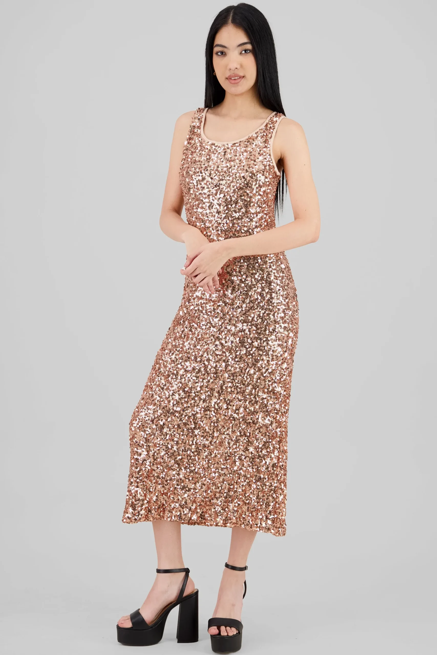 Shasa Sequin Strappy Maxi Dress