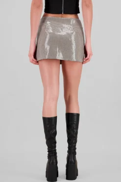 Shasa Sequined Plaid Mini Skirt