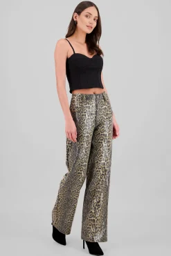Shasa Sequins Leopard Print Jeans
