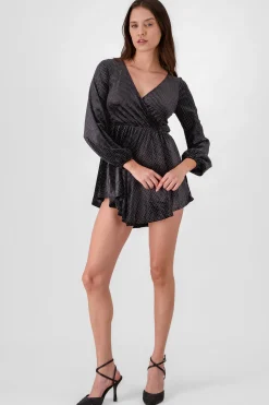 Shasa Shiny Detailed VNeck Long Sleeve Dress