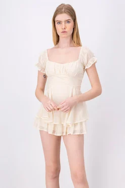 Shasa Shiny Lurex Polka Dot Patterned Short Sleeve Mini Dress