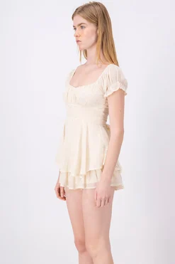 Shasa Shiny Lurex Polka Dot Patterned Short Sleeve Mini Dress