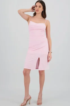 Shasa Shiny Midi Dress with Cups