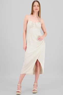Shasa Shirred Bust Maxi Dress With Leg Slit
