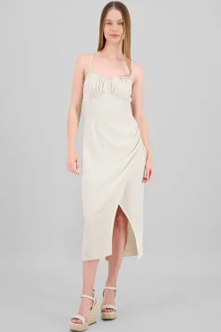 Shasa Shirred Bust Maxi Dress With Leg Slit