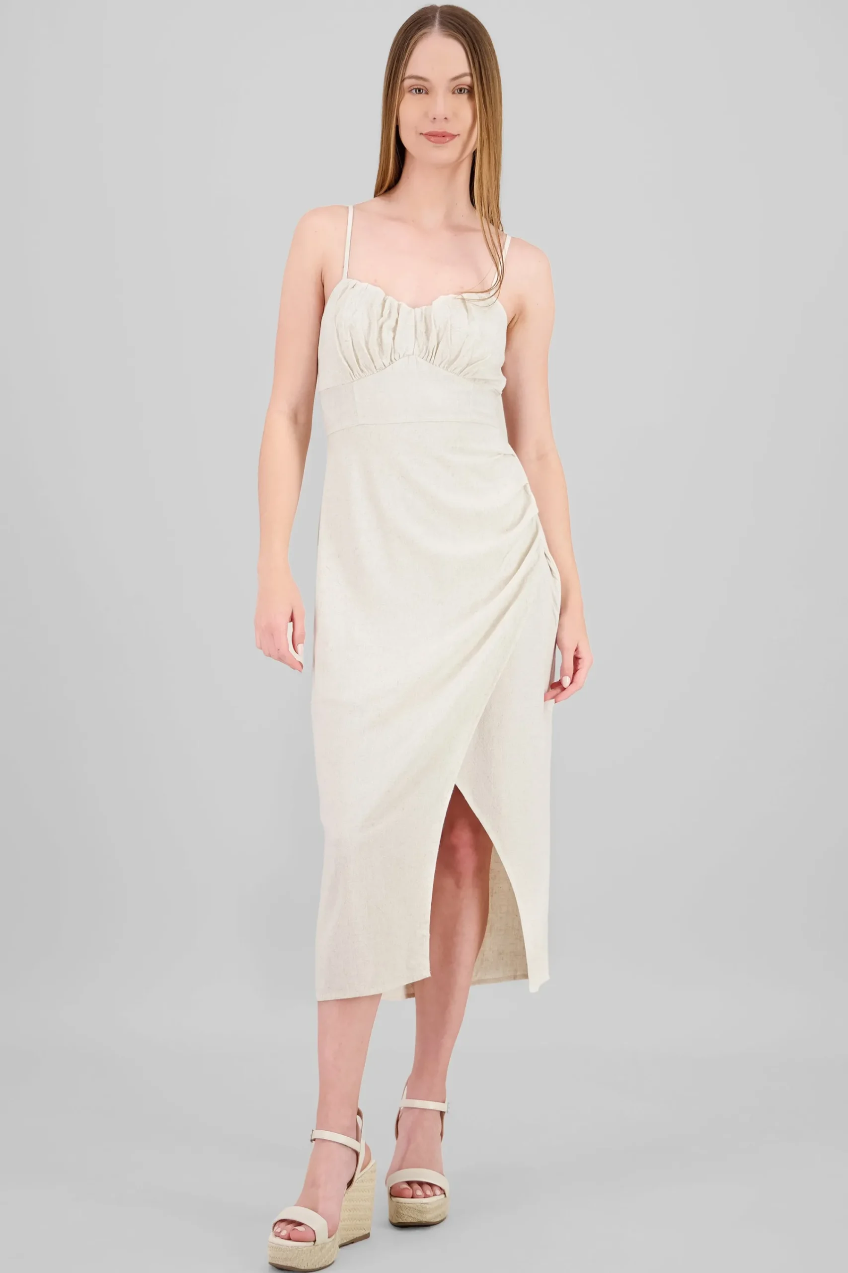 Shasa Shirred Bust Maxi Dress With Leg Slit