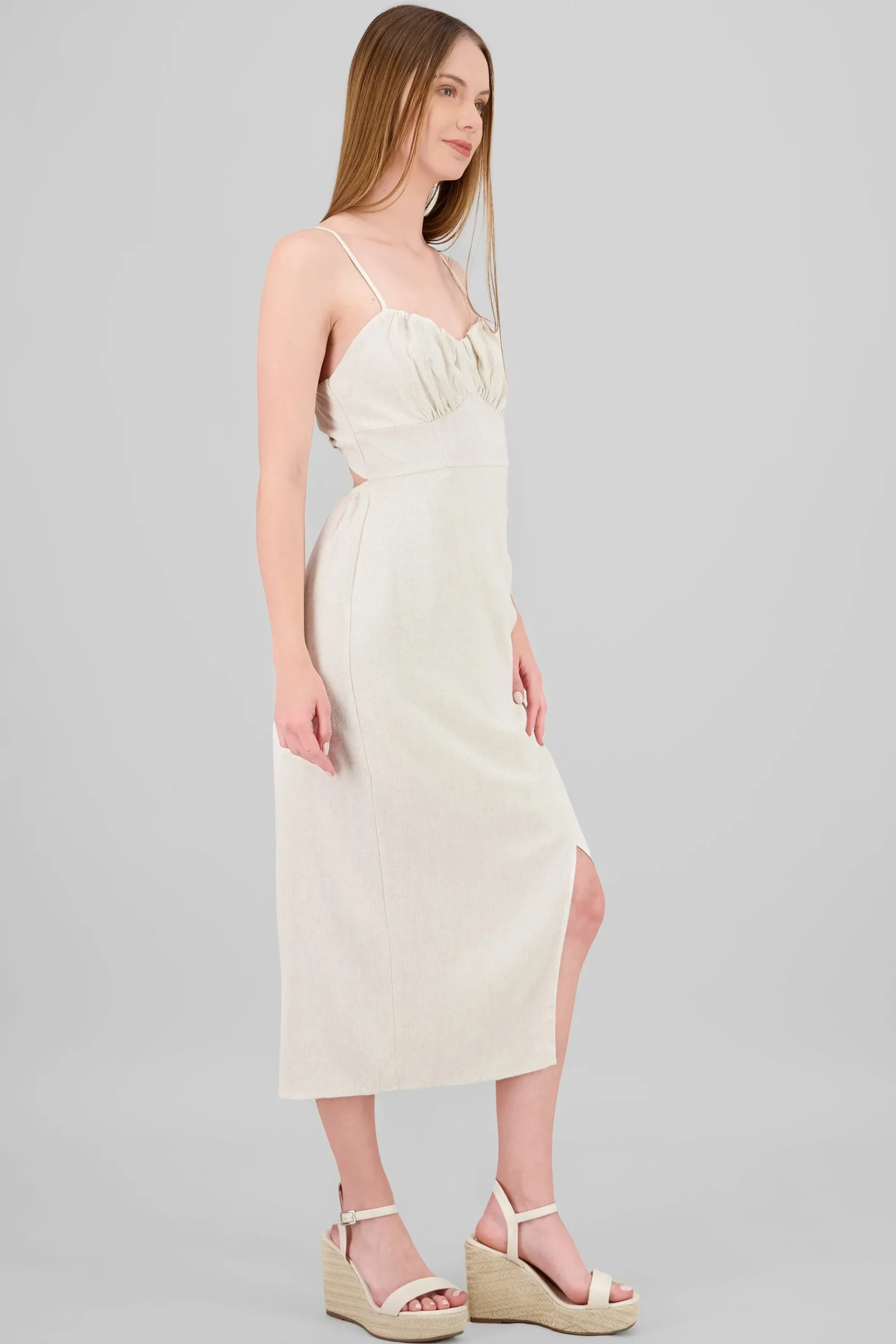 Shasa Shirred Bust Maxi Dress With Leg Slit