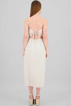 Shasa Shirred Bust Maxi Dress With Leg Slit