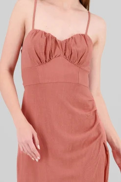 Shasa Shirred Bust Maxi Dress With Leg Slit