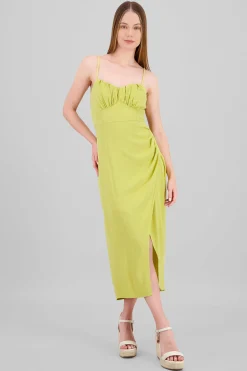 Shasa Shirred Bust Maxi Dress With Leg Slit