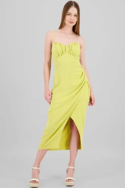 Shasa Shirred Bust Maxi Dress With Leg Slit