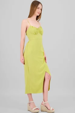 Shasa Shirred Bust Maxi Dress With Leg Slit
