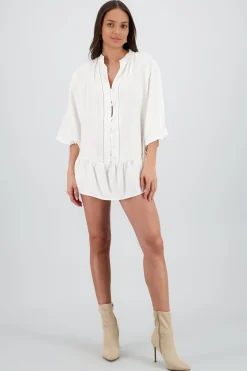 Shasa Shirt Dress with Ruffle