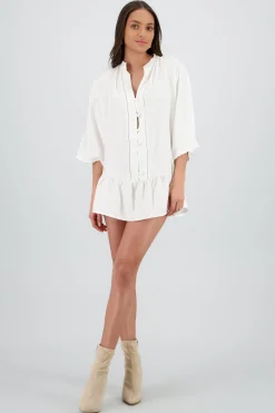 Shasa Shirt Dress with Ruffle