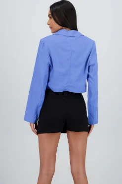 Shasa Short Long Sleeve Shirt with Button Detail