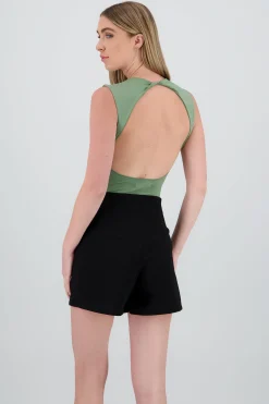 Shasa Short Sleeve Backless Bodysuit