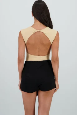 Shasa Short Sleeve Backless Bodysuit