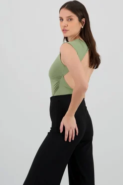 Shasa Short Sleeve Backless Bodysuit