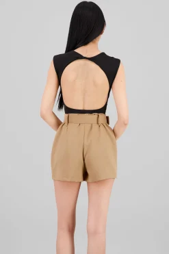 Shasa Short Sleeve Backless Bodysuit