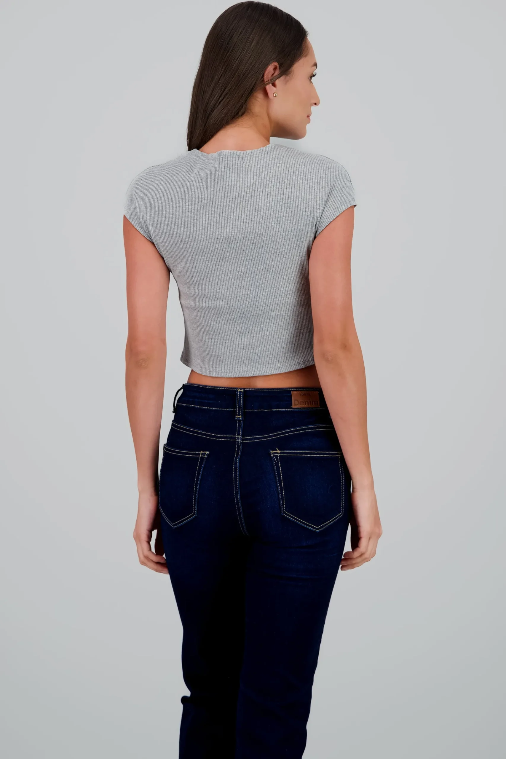 Shasa Short Sleeve Cropped Ribbed Top