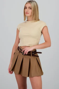 Shasa Short Sleeve Cropped Ribbed Top