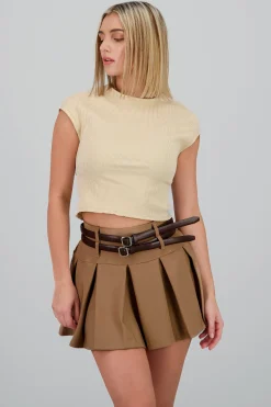Shasa Short Sleeve Cropped Ribbed Top