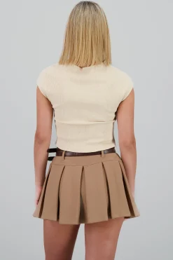 Shasa Short Sleeve Cropped Ribbed Top