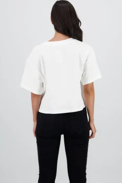 Shasa Short Sleeve Cropped T Shirt with Floral Print