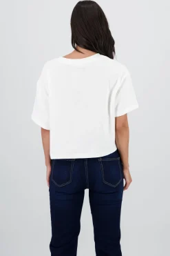Shasa Short Sleeve Cropped T Shirt with Floral Print