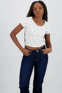 Shasa Short Sleeve Floral Print Top