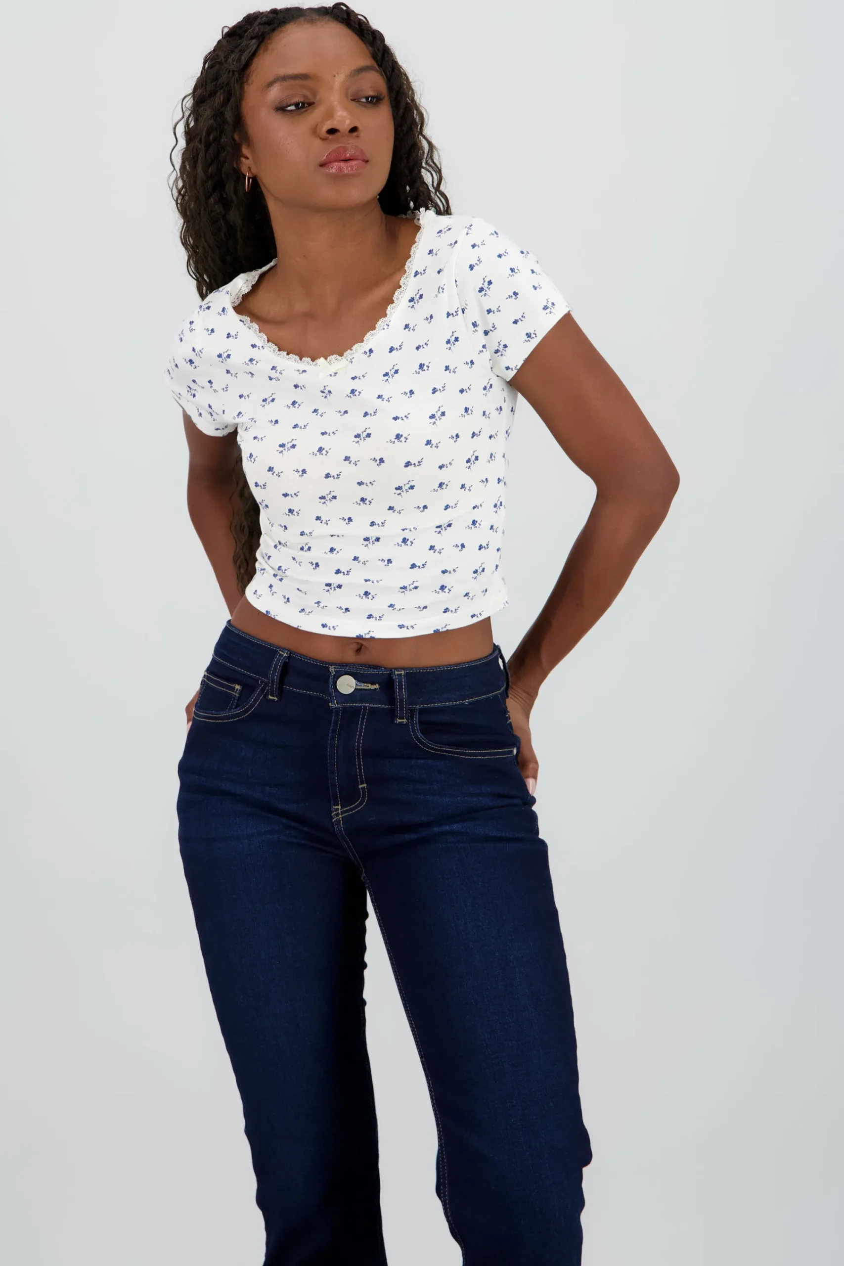 Shasa Short Sleeve Floral Print Top