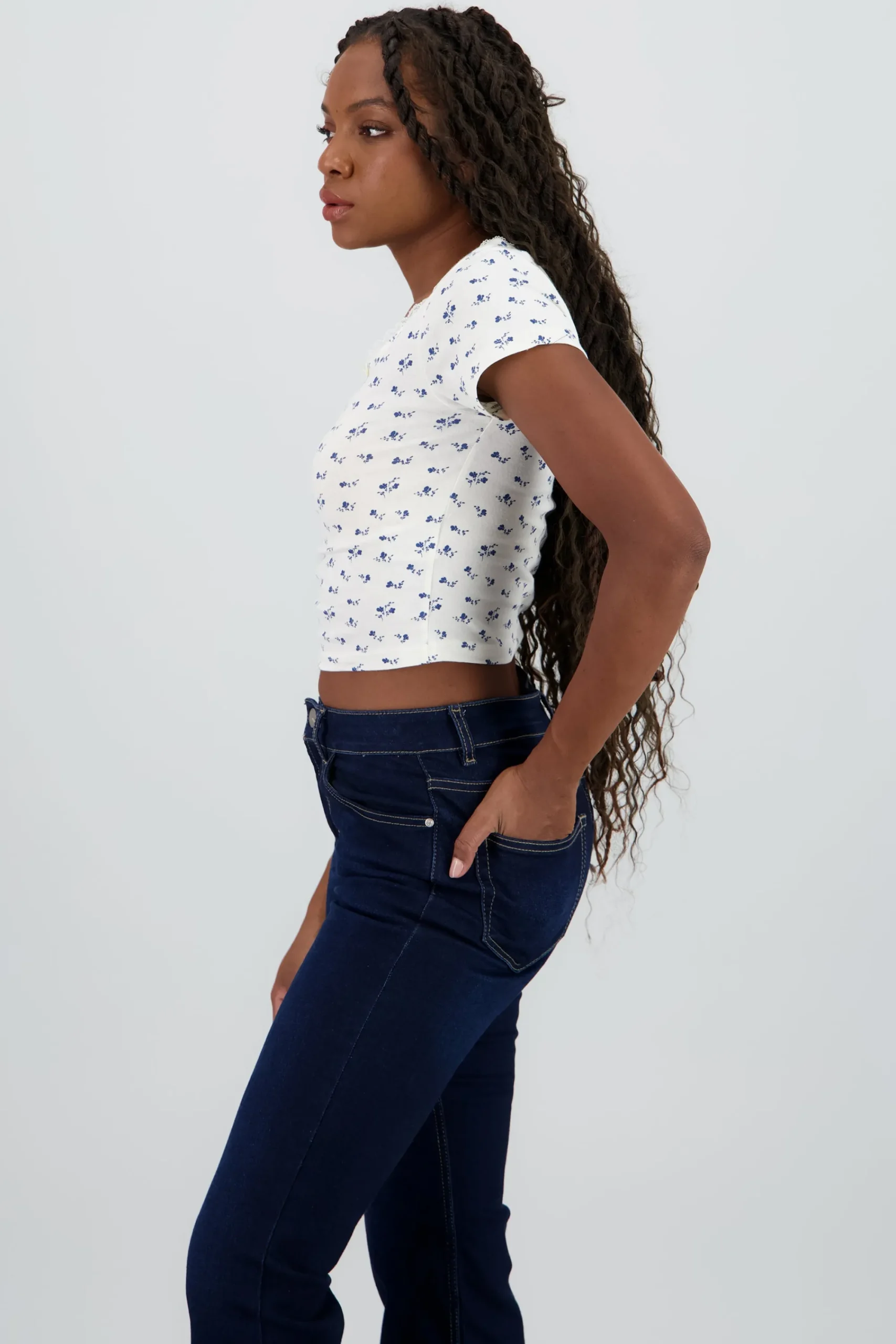 Shasa Short Sleeve Floral Print Top