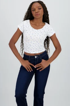 Shasa Short Sleeve Floral Print Top