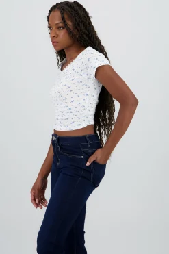 Shasa Short Sleeve Floral Print Top
