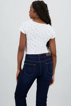 Shasa Short Sleeve Floral Print Top
