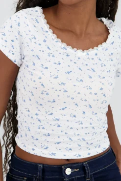 Shasa Short Sleeve Floral Print Top