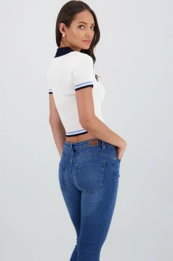 Shasa Short Sleeve Knit Polo Top