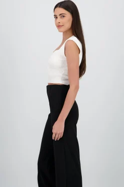 Shasa Short Sleeve Knit Sweetheart Neckline Top