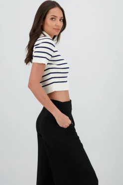 Shasa Short Sleeve Knit Top with Buttons